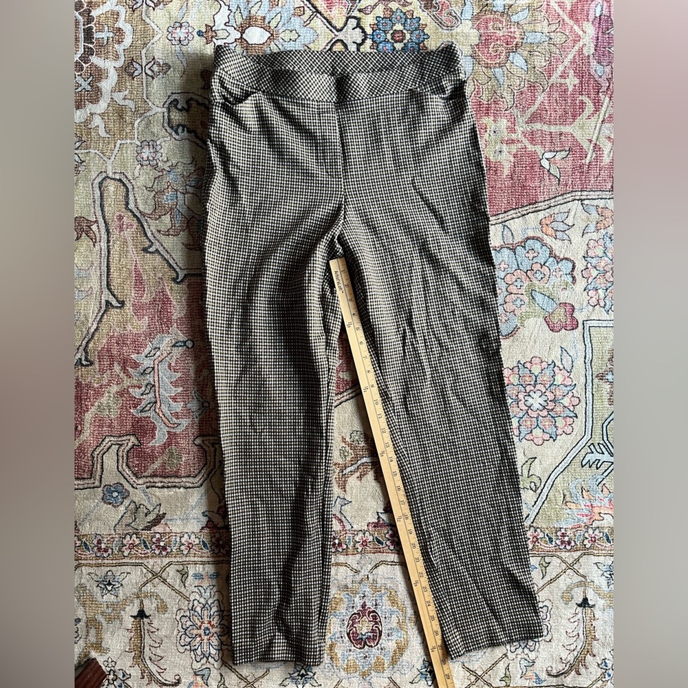 J. Jill slim leg ponte pants sz L Tall, tan/black/white plaid
